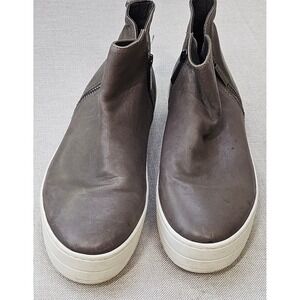 J/Slides NYC Mika Womens 9M Taupe Grey Leather High Top Platform Zip Sneakers